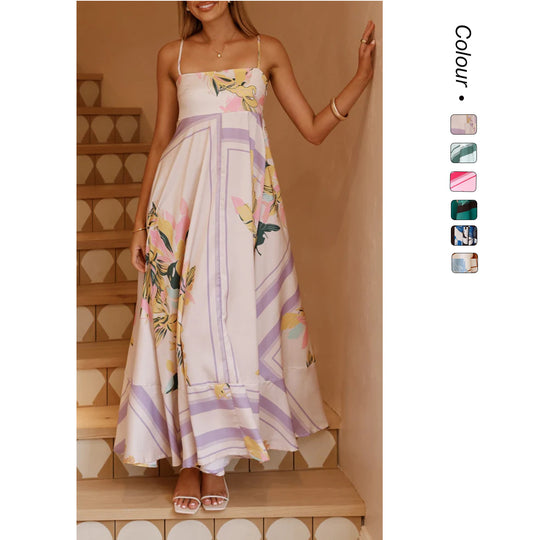 Damen Maxikleid mit floralem Motiv und fließendem Schnitt R&B