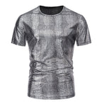 Herren Glamouröses Kurzarmpullover im Schlangenleder-Look
