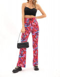 Damen weite Palazzo-Hose mit modischem Wellenmuster und elastischem Bund R&B