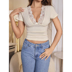 Damen elegantes Spitzenoberteil R&B