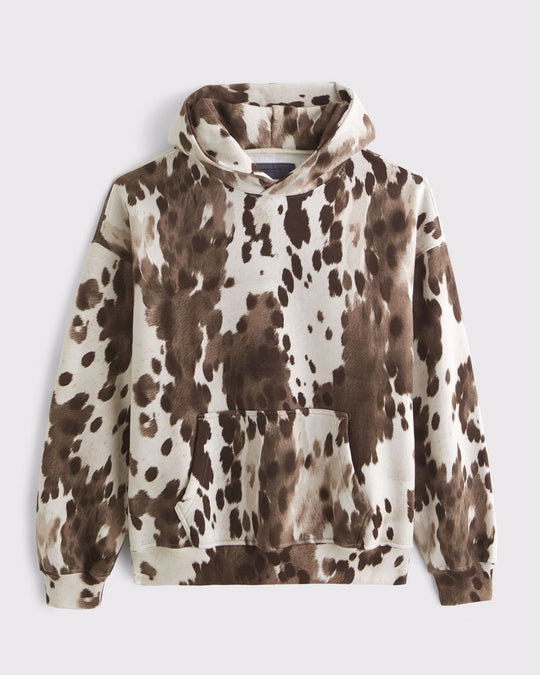 Unisex nan lockerer Kapuzensweat mit dezenter Blätterstruktur, doppelter Kapuze ohne Kordelzug und Kängurutasche R&B