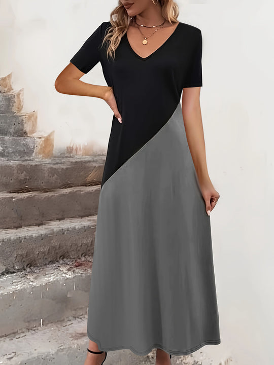 Maxikleid mit Farbblock für Damen R&B