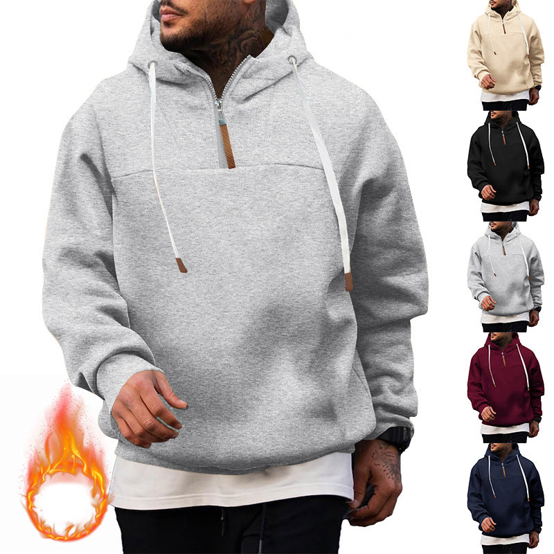 Herren lässiger Kapuzenpullover mit hochwertigem Reißverschluss und strukturiertem Stoff R&B