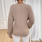 Damen offener Strickpullover mit Perlendetails R&B