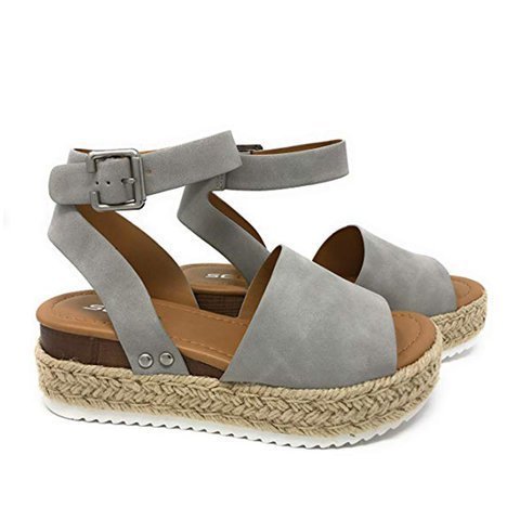 Damen Wedge-Sandalen mit elastischem Riemen und komfortablem Fußbett R&B