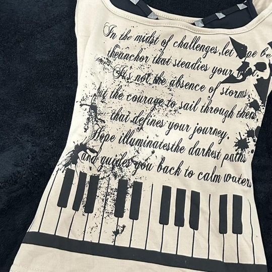 Damen musikalisches Graphic-Tanktop mit einzigartigem Schnitt R&B