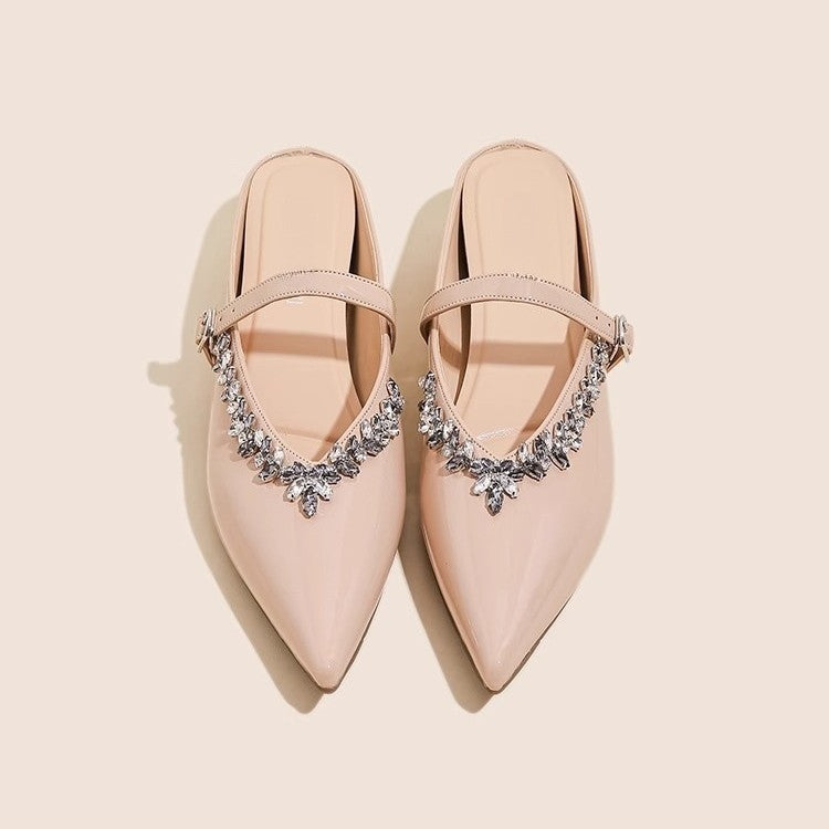 Damen elegante Slingback-Schuhe mit Kristallverzierungen R&B