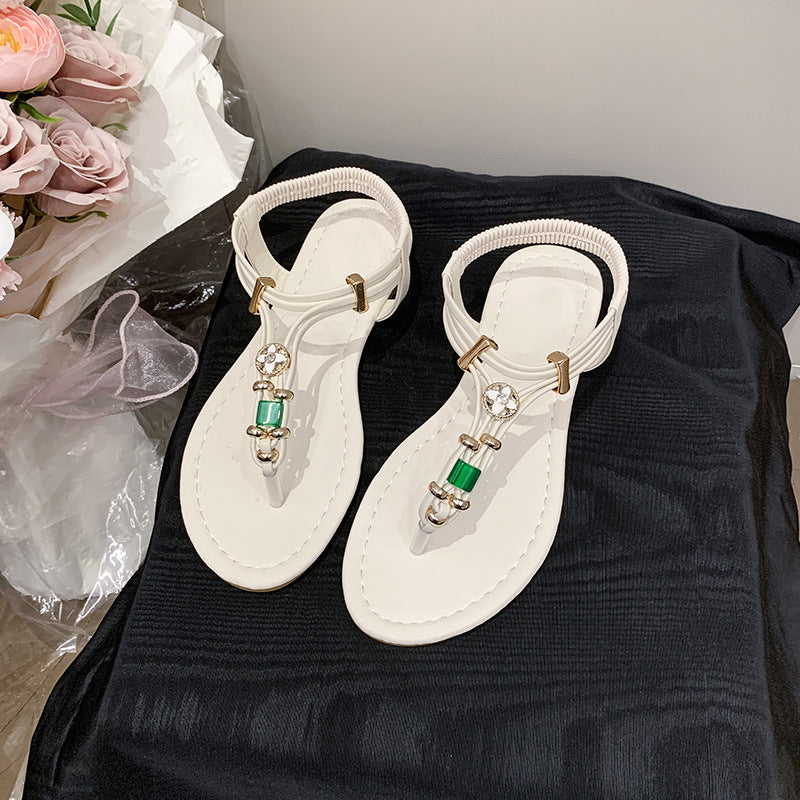 Damen elegante Zehentrenner-Sandalen mit funkelndem Strass R&B