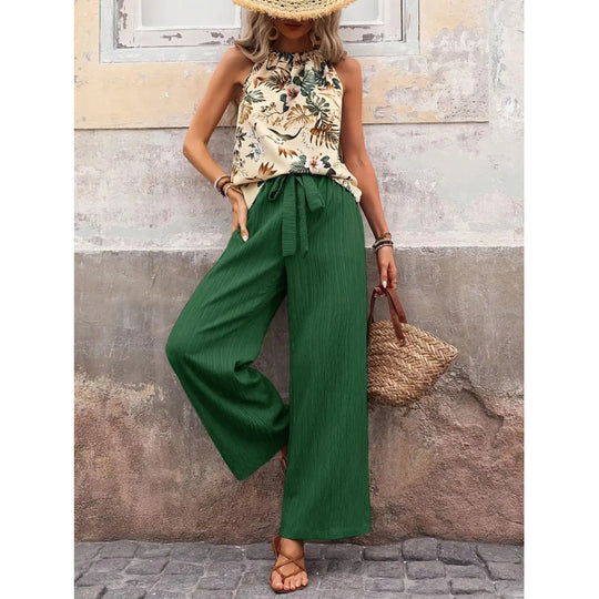 Damen Freizeithose mit gestreiftem Design und hochwertigem Taillengürtel R&B