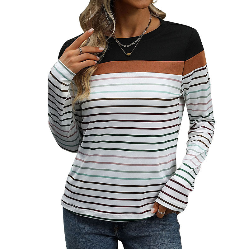 Damen Streifenshirt mit bequemem Schnitt und lässigem Design R&B