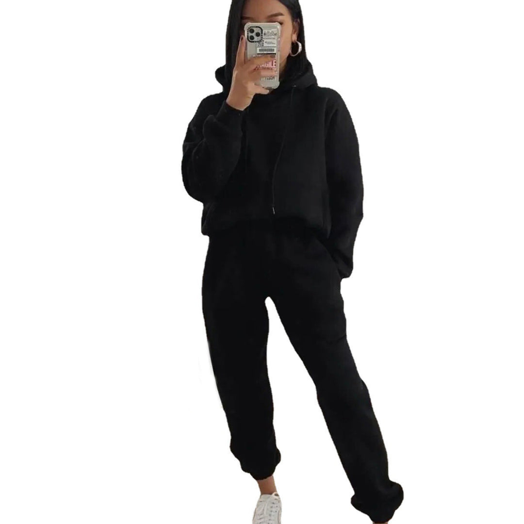 Damen Komfortabler Fleece Hoodie und Jogginghose Set R&B