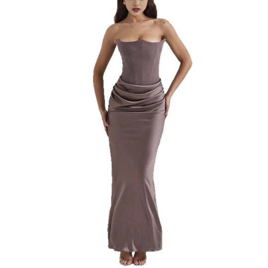 Damen Figurumspielendes Maxikleid mit raffinierter Raffung R&B