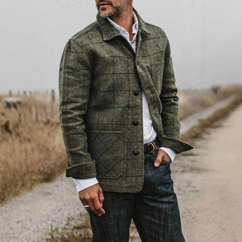 Herren elegante Wolljacke mit zeitlosem Karomuster