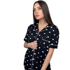 Damen Pyjama-Set mit Herzmotiv und bequemen Shorts R&B