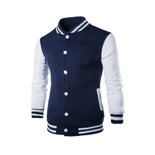 Herren Sportliche Collegejacke mit kontrastierenden Ärmeln und Druckknöpfen R&B