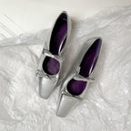 Damen Ballerina-Schuhe mit hochwertigem Metallic-Obermaterial und charmantem Schleifendetail