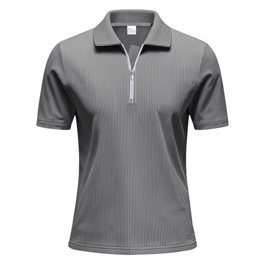 Unisex nan kurzärmeliges Halbzip-Polo aus geripptem Jersey mit Hemdkragen R&B