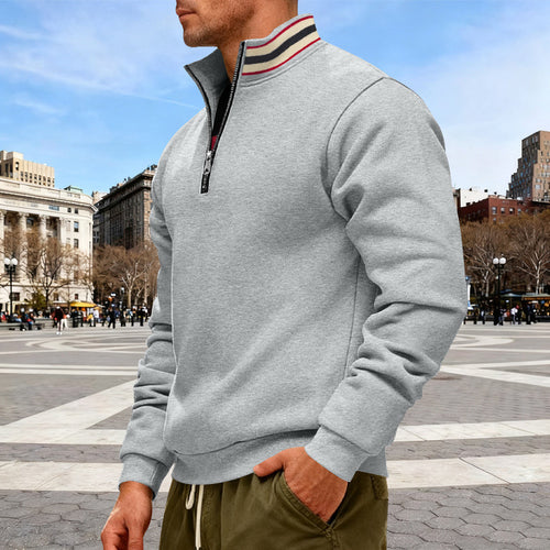 Herren nan Halbzip-Sweatshirt mit sportivem Ringkragen und weichem Fleece-Innenfutter R&B
