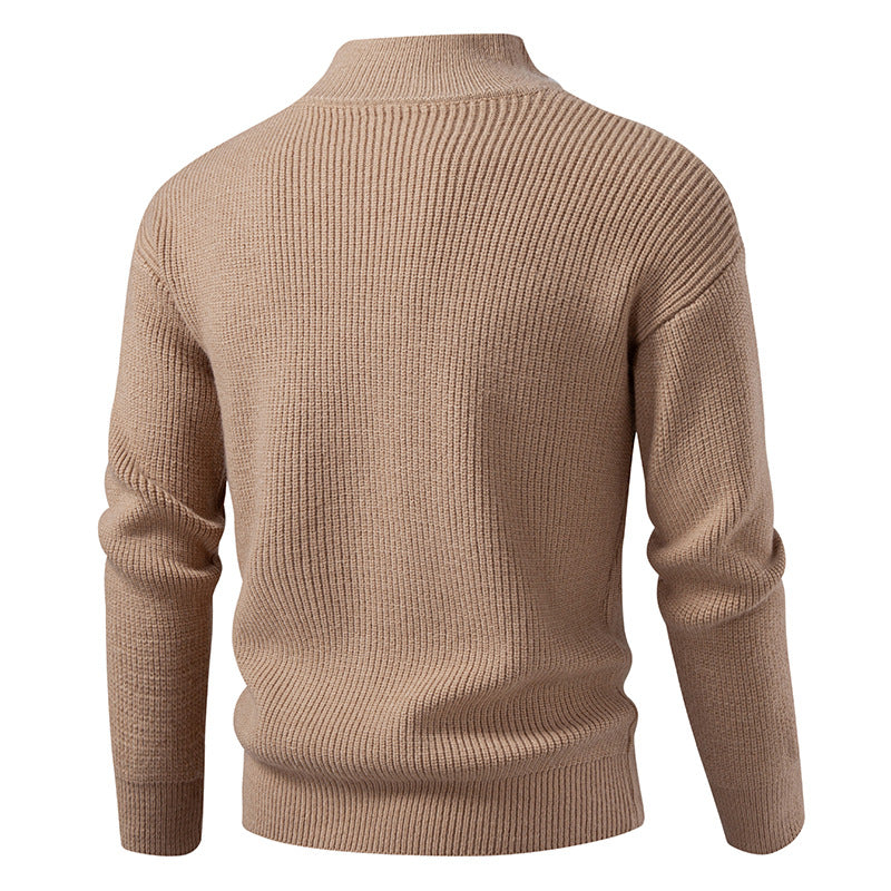 Herren Strickjacke mit hohem Kragen und durchgehender Reißverschluss