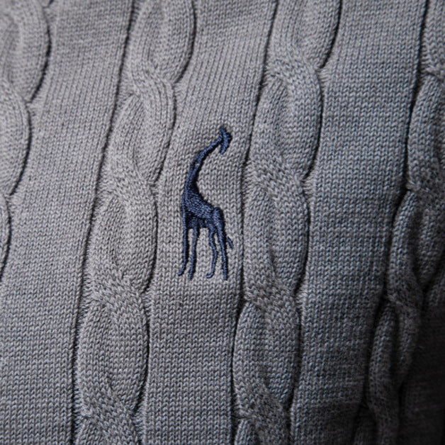 Herren Strickpullover mit Zopfmuster und Rundhalsausschnitt R&B