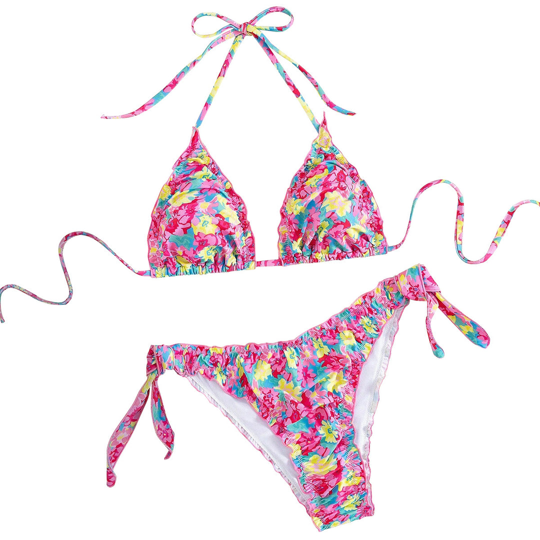 Damen Triangel-Bikini mit verspieltem Blütenmuster R&B