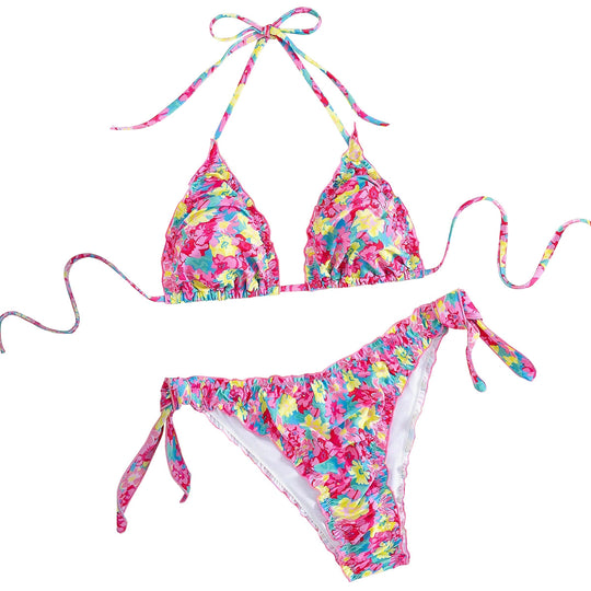 Damen Triangel-Bikini mit verspieltem Blütenmuster R&B