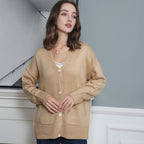 Damen Grobstrick Cardigan mit praktischen Eingrifftaschen und V-Ausschnitt