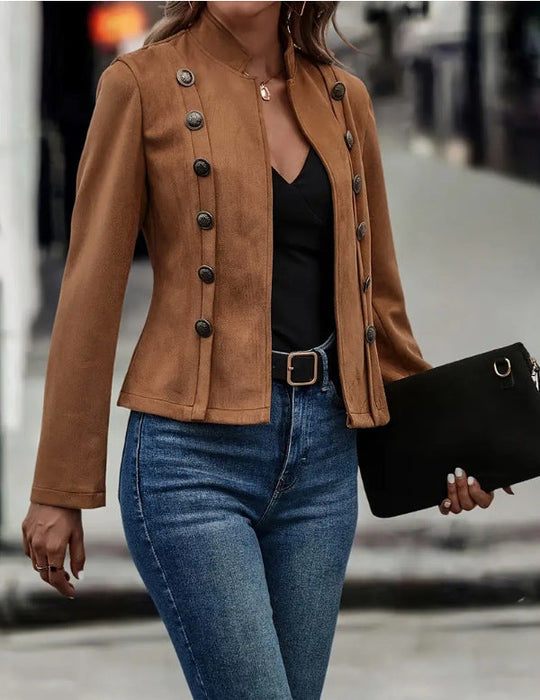 R&B | Doppelt Breasted Gekürzte Wildlederjacke