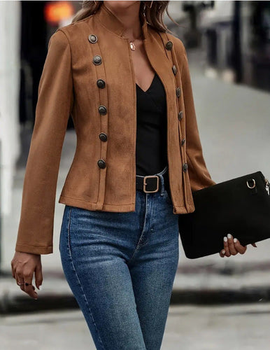 R&B | Doppelt Breasted Gekürzte Wildlederjacke