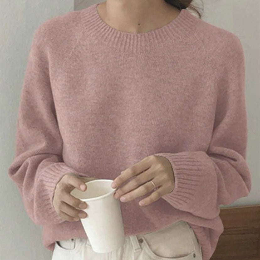 Damen Gemütlicher Rundhals-Pullover aus hochwertigem Stoff R&B