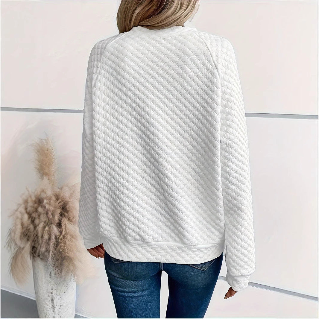 Damen modischer Stehkragen-Pullover mit strukturiertem Design R&B
