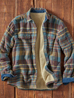 Herren Fleecegefütterte Flanelljacke mit Karomuster R&B