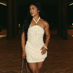 Damen Halterneck Minikleid mit raffinierten Drapierungen R&B