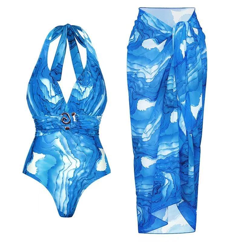 Damen Einteiler Badeanzug mit Wickelrock R&B