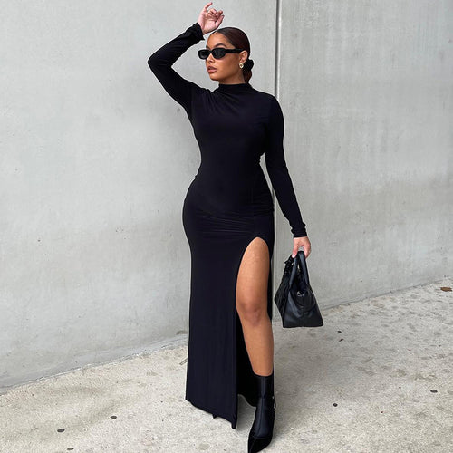 Damen Rückenfreies Maxikleid mit eleganter Rückenansicht und transparenten Ärmeln R&B