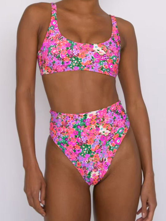 Damen Hochtailliertes Bikini-Set mit floralem Design R&B