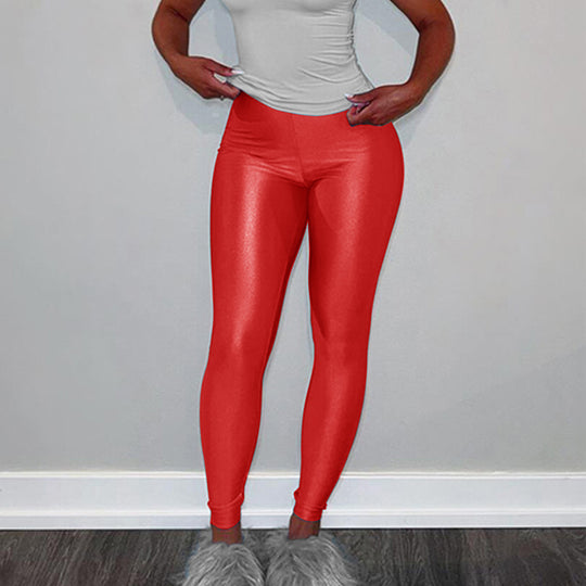 Damen Hochglänzende Fitness-Leggings mit hoher Taille und umfassendem Komfort R&B