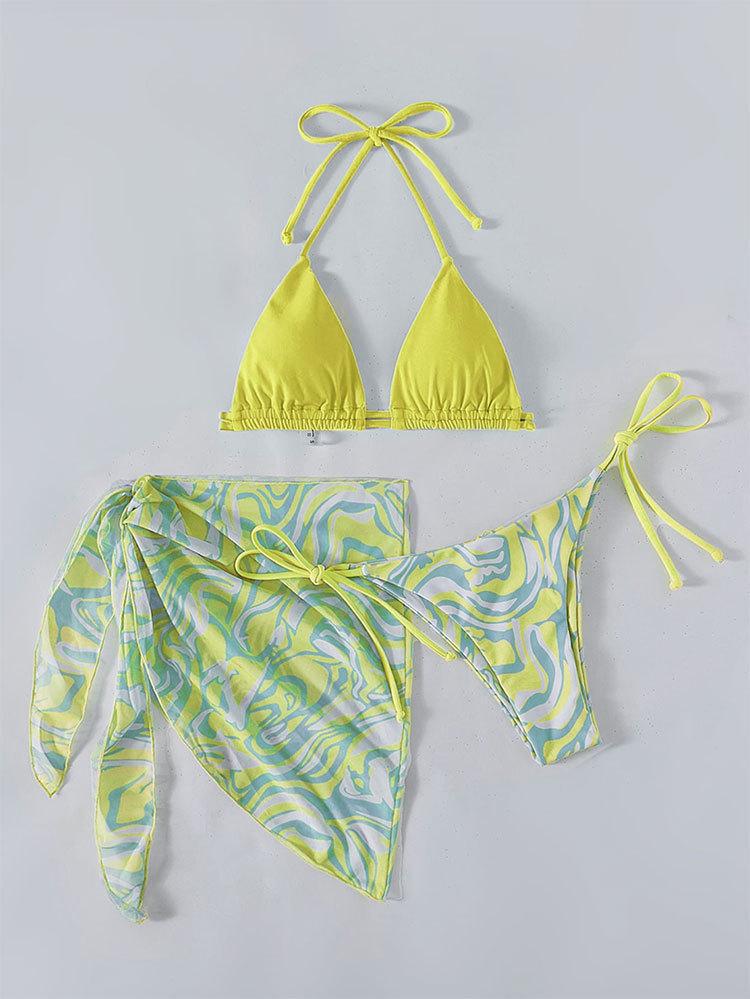 Damen Triangel-Bikini mit einzigartigem Wickelrock R&B