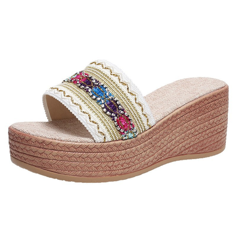 Damen Wedge-Sandalen mit eleganten Glitzer-Applikationen R&B