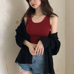 Damen Crop-Top aus atmungsaktiver Baumwolle mit schmalem Schnitt