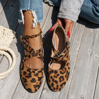 Damen Ballerinas mit Riemchen und Leopardenmuster R&B
