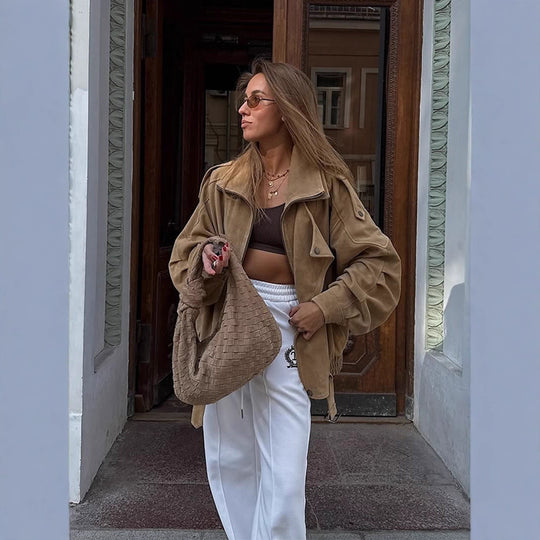 Damen lässige Wildlederjacke R&B