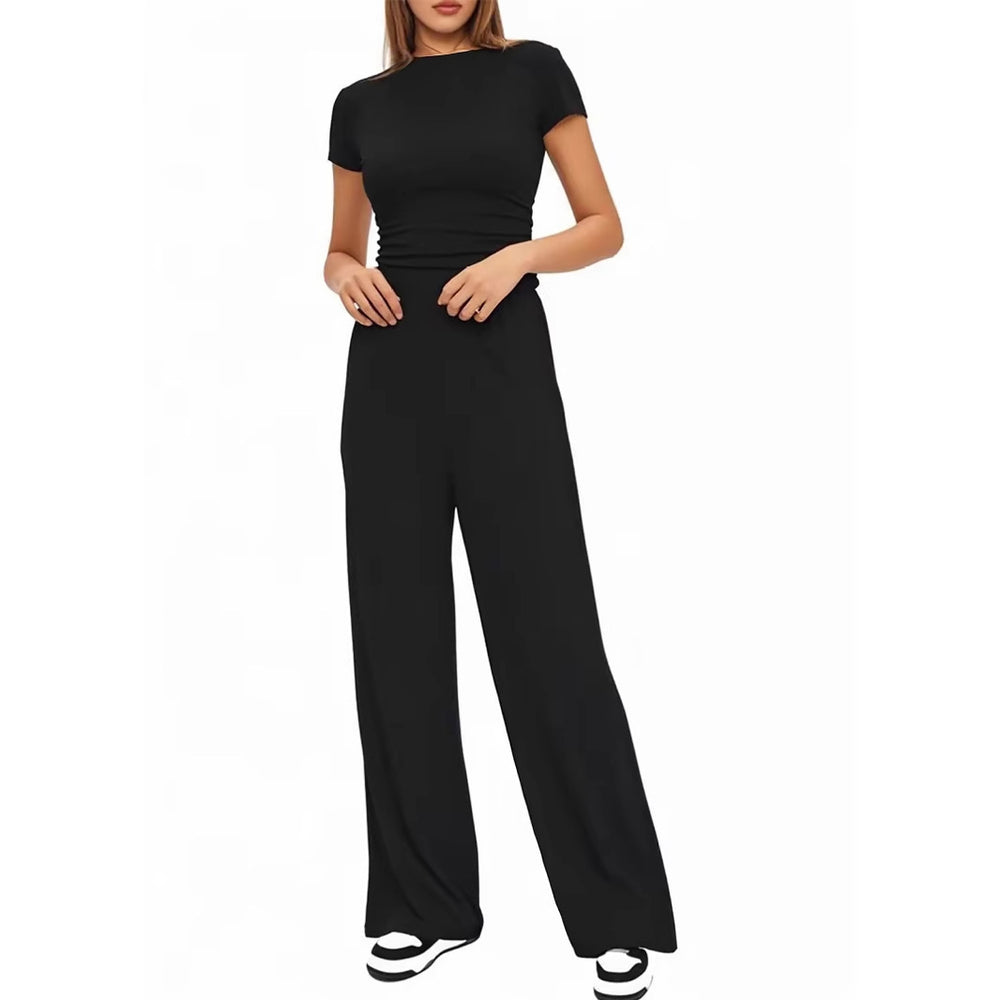 Damen Bequemes Lounge-Set mit figurbetontem Oberteil und weit geschnittenen Hosen R&B