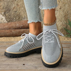 Damen Bequeme Sneaker mit atmungsaktivem Strickdesign und robustem Profil