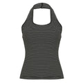 Damen Sportliches Haltertop mit breitem Kragen und feinen Streifen R&B