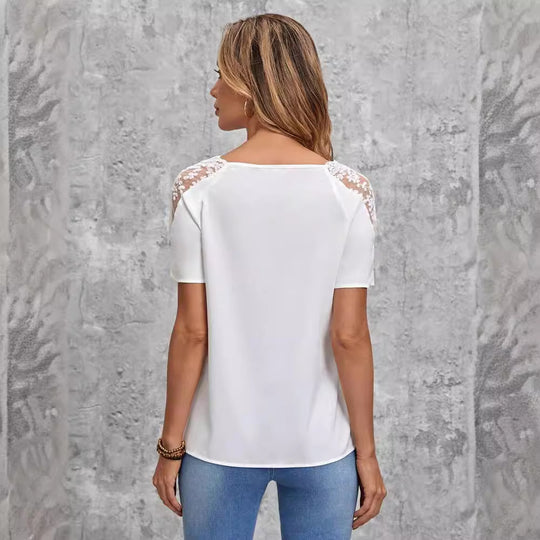 Damen elegantes Oberteil mit modernem Spitzendetail R&B