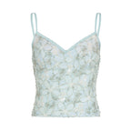 Damen Spitzen-Top mit floraler Gestaltung und raffiniertem V-Ausschnitt R&B