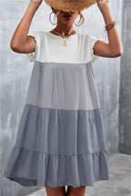 Damen lässiges Sommerkleid mit Rüschendetails und fließendem Schnitt R&B