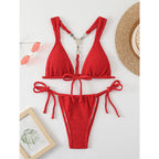Damen Triangelbikini mit raffinierten Knoten und hochwertigem Häkel-Design R&B