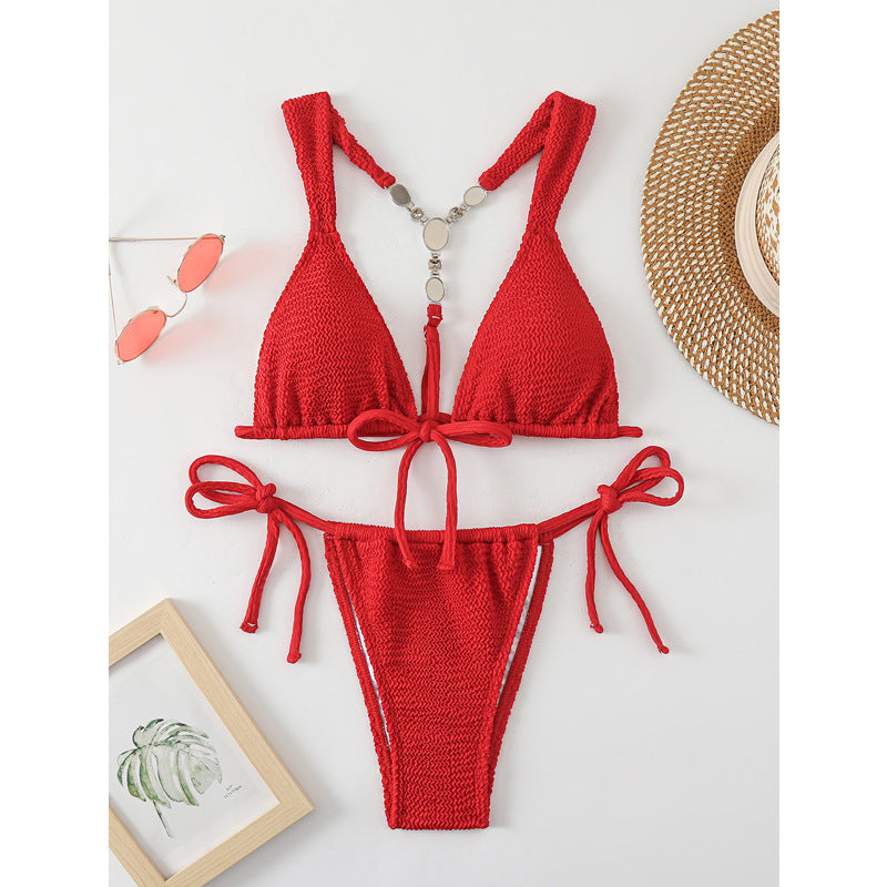 Damen Triangelbikini mit raffinierten Knoten und hochwertigem Häkel-Design R&B